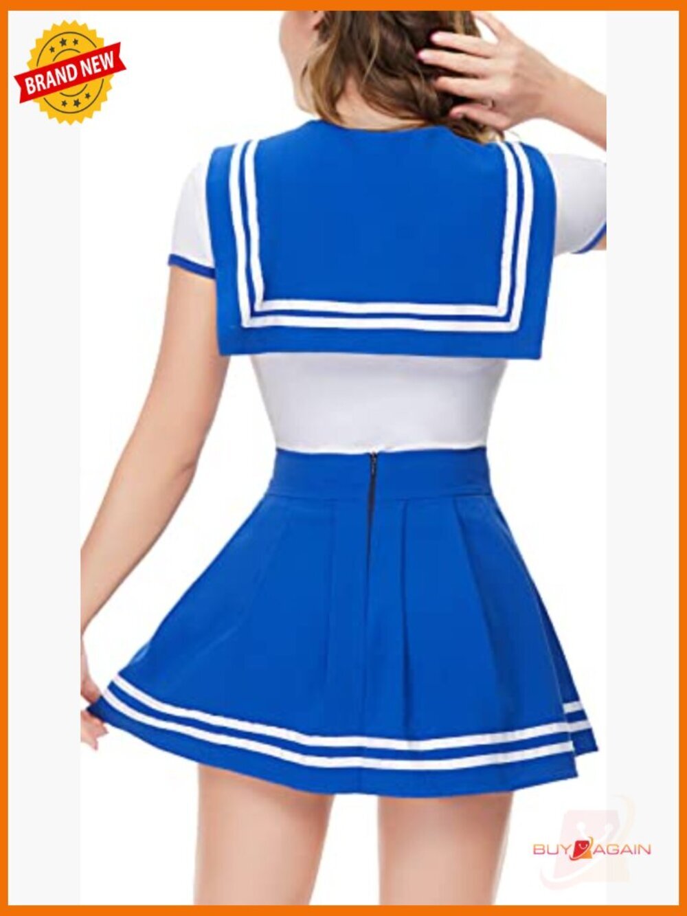 Button Front Romper Bodysuit with Attached Skirt, Adult Cosplay Onesie - Picture 3 of 7